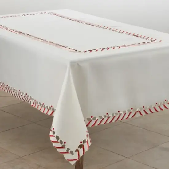 Saro Lifestyle Candy Cane Design Holiday Christmas Tablecloth image {5}