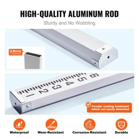 VEVOR Aluminum Grade Rod, 9-Feet/10ths 3 Sections Telescopic Measuring Rod,Double-Sided Scale 1/10ft Leveling Rod Stick, Silver image {3}