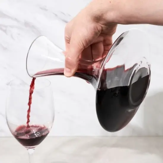 True Petite Wine Decanter, Glass Carafe, Red and White Wine, Wine Aeration, Bar Gadgets, Wine Lover Gifts, Holds 1 Standard Bottle, 28 oz image {4}