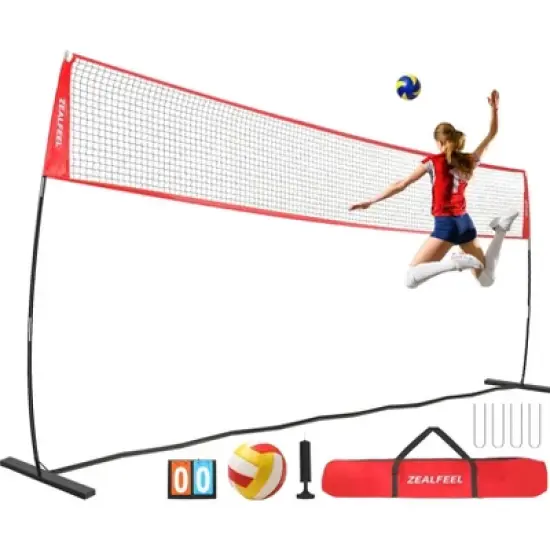 Volleyball Net Set 12ft/20ft, Height Adjustable, Portable with Carry Bag for training & backyard use image {2}