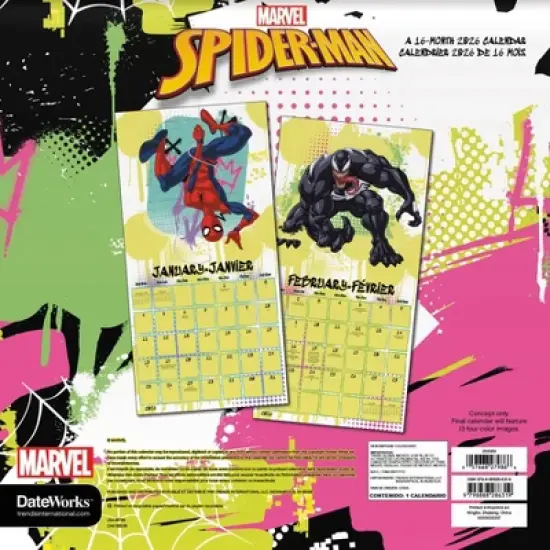 Marvel 2026 Spider-Man Bilingual French 12"x12" Wall Calendar image {3}
