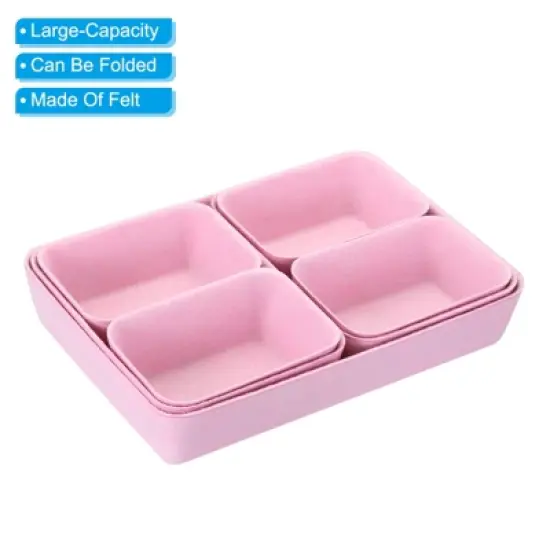 Unique Bargains Felt Desk Organizer Drawers Tray for Cosmetic Makeup Office Supplies 7 in 7 Pcs in 1 Set image {3}