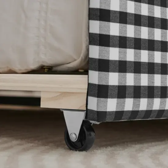Lycvki Gingham Sofa with Trundle Twin Size Bed Frame No Mattress image {10}