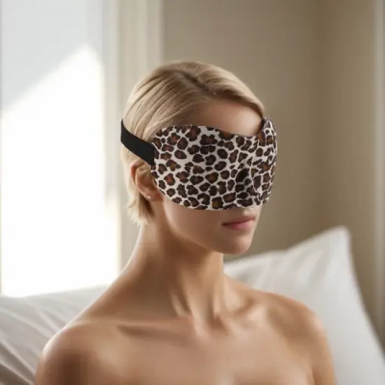 Unique Bargains Breathable Leopards Pattern 3D Sleep Mask Brown 1 Pc image {1}