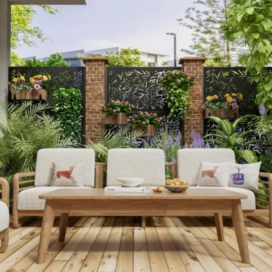 PexFix Metal Freestanding Privacy Screen Garden Fence For Deck Patio Balcony Outdoor Privacy Panel Star Design image {9}