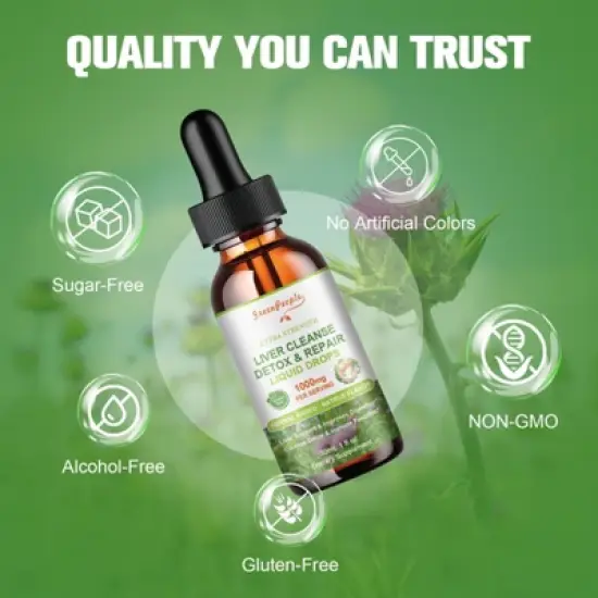 GreenPeople Liver Cleanse Detox Drops - with Milk Thistle Silymarin, Artichoke & Dandelion - 16x Potent Herb Nutrients - 1 Fl.Oz image {3}