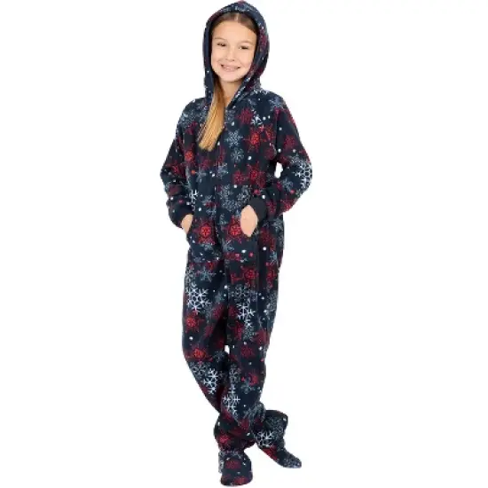 Footed Pajamas - Winter Whiteout Kids Hoodie Fleece Onesie image {2}