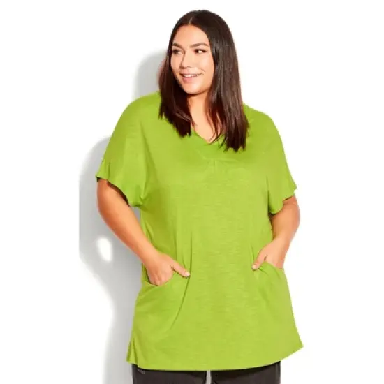 Women's Plus Size  Pocket Pleat Tunic - lime green | AVENUE image {3}