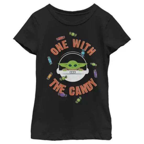 Girl's Star Wars: The Mandalorian Halloween Grogu One With the Candy T-Shirt image {3}