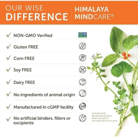 Himalaya StressCare Herbal Supplement, Supports Stress Relief, Ashwagandha, Holy Basil/Tulsi, Gotu Kola, Non-GMO, Vegetarian, 120 Capsules image {4}