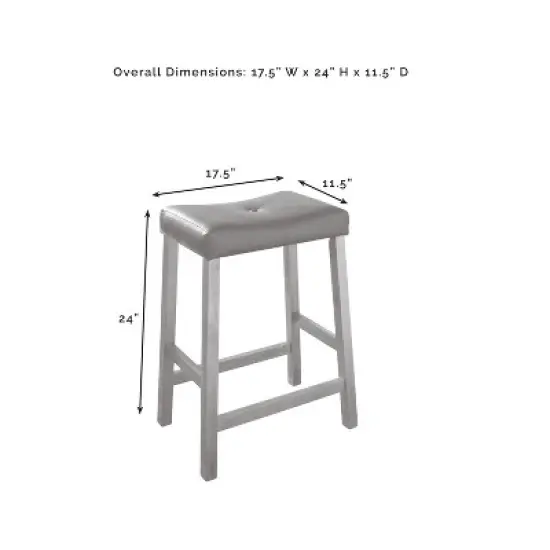 Gray Granite Top Kitchen Prep Cart with 2 Upholstered Saddle Stools - Crosley image {8}