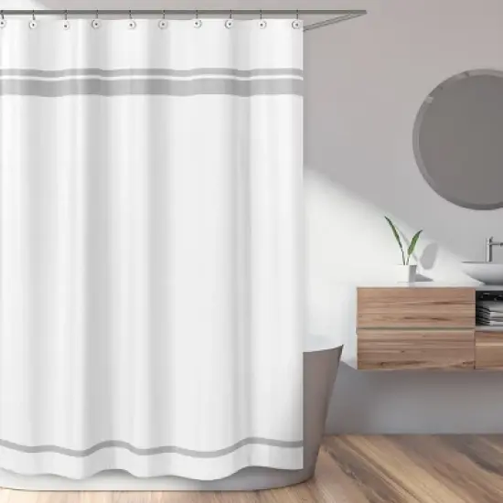 Sweet Jojo Designs Shower Curtain 72in.x72in. Hotel White and Gray image {1}