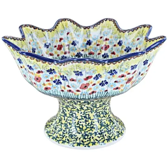 Blue Rose Polish Pottery P184 Manufaktura Pedestal Fruit Bowl image {6}