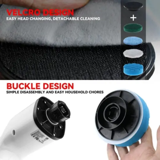 Maison Electric Spin Scrubber W/8 Alternative Heads Adjustable Speed & Handle Rechargeable Great For Bathrooms Showers Floors Kitchen Tiles Car & more image {4}