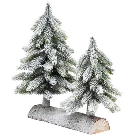 Northlight Frosted Pine Tree Duo Christmas Decoration - 12" - Unlit image {3}