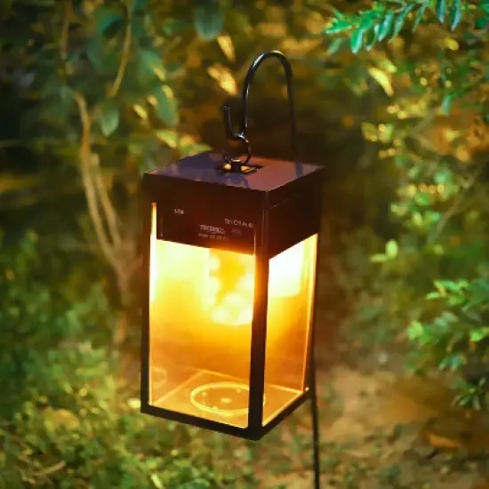 Techko Maid Solar Portable Outdoor Lantern with Flame Effect Matte Black image {2}