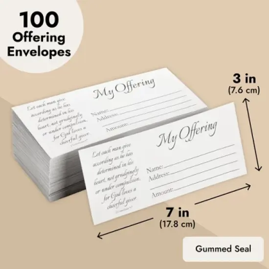Best Paper Greetings 100-Pack Tithe Envelopes for Church Offerings and Religious Occasions, Square Flap, White, 7" x 3" image {7}