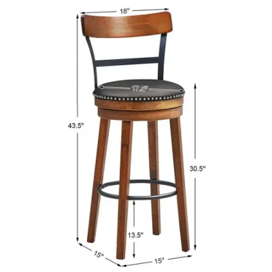 Costway Set of 2/4 BarStool 30.5'' Swivel Pub Height Dining Chair with Rubber Wood Legs image {1}
