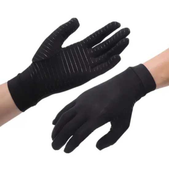Unique Bargains Non-slip Horizontal Striped Full Finger Compression Gloves for Sport 1 Pair image {2}