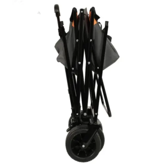 FURNIinspire Outdoor Serving Carts 480Lbs Collapsible Wagon with Canopy Lightweight Foldable Wagon with Mosquito Net, Orange, 45.28"*22.83"*38.78" image {3}