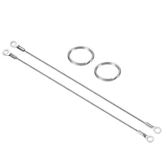 Unique Bargains Stainless Steel Retractable Thin Lanyard Cables with Key Rings 10 Pcs image {10}