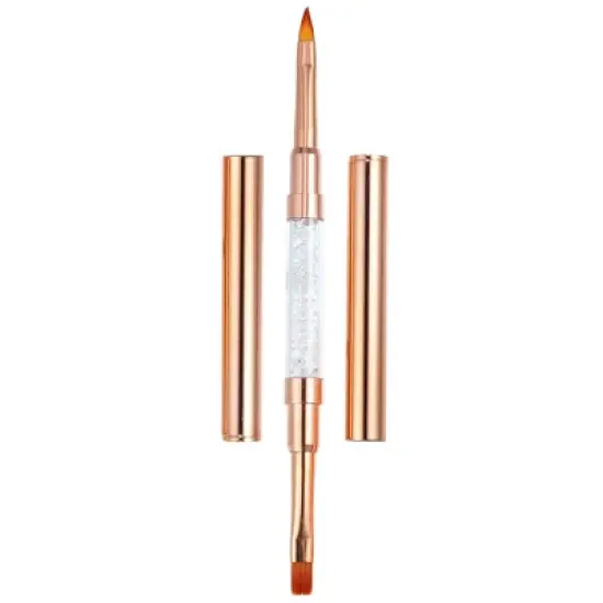 Unique Bargains Double Ended Nail Art Brush Gel Polish Nail Art Design Pen Painting Brush Tools for Home DIY Manicure Rose Gold Tone image {6}