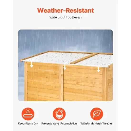 VEVOR Outdoor Storage Shed with Waterproof Roof and Metal Frame, Double Lockable Doors Garden Tool Shed Storage House Cabinet, 55"x67.5" image {5}