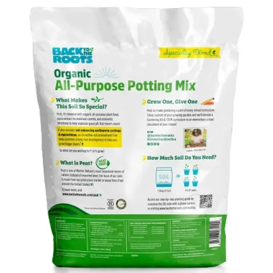 Back to the Roots 6qt Organic Potting Mix All Purpose: OMRI Certified, for Patio & Garden image {11}
