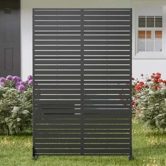 PexFix 72 in. x 47 in. Outdoor Metal Privacy Screen Garden Fence in Louver Pattern in Black image {3}