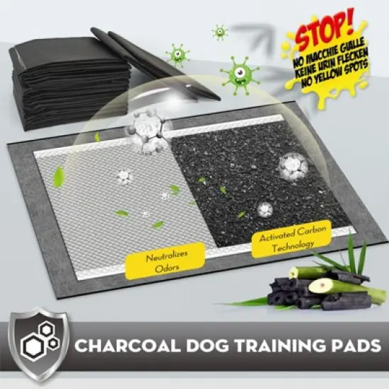Itopfox Charcoal Pet Pee Pads with Odor-Control & Super Absorbent Up to 10 Cups, 6-Layer Quick Dry & Leak-Proof with Adhesive Tabs, Disposable image {2}
