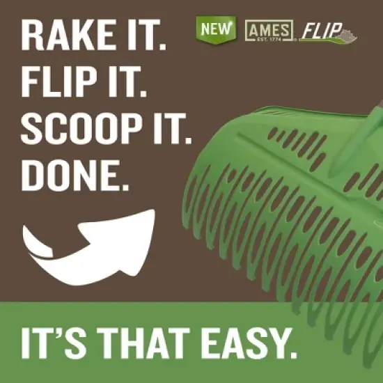 Ames Flip 24 Inch Scooping Leaf Rake 3 Pc Steel Handle - AMES image {2}