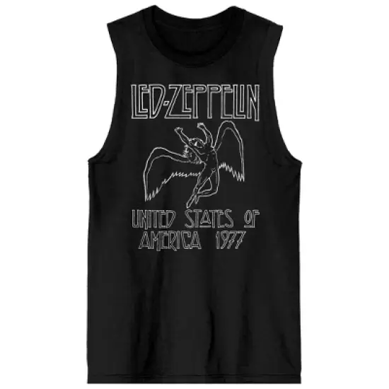 Led Zeppelin Icarus Outline Crew Neck Sleeveless Black Men's Tank Top image {3}