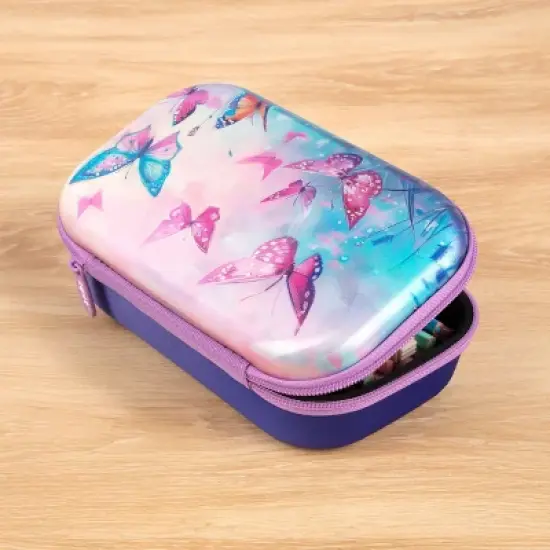 ZIPIT 3D Lenticular Pencil Case for Girls, Butterflies Pencil Box image {5}