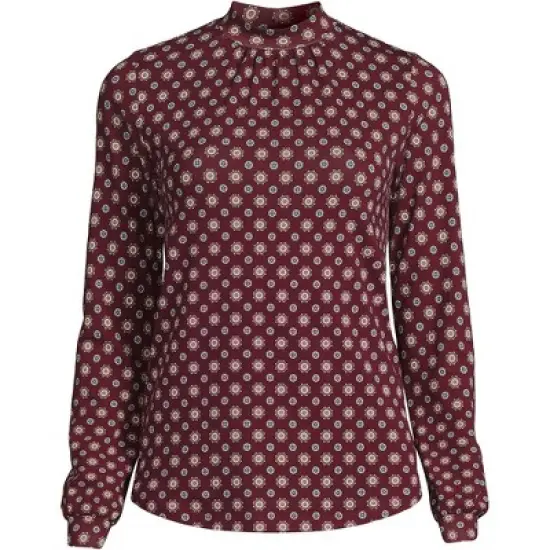Lands' End Women's Jersey Long Sleeve Gathered Mock image {6}
