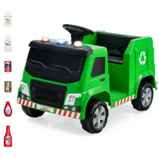 Costway 12V Recycling Garbage Truck Electric Ride On Toy Remote w/Recycling Accessories image {10}