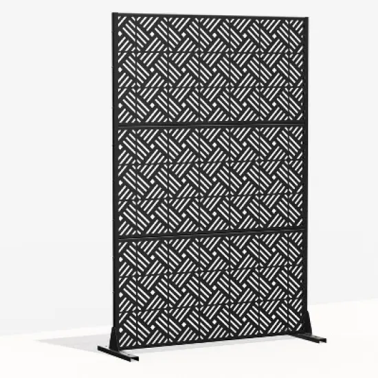 Dovelina Metal Outdoor Privacy Screen Freestanding Patio Decorative Screens - 72"x47", Black, Boris image {9}