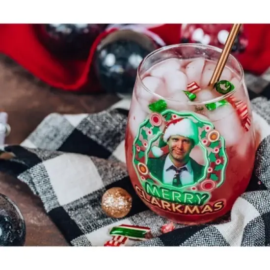 Silver Buffalo National Lampoon's Christmas Vacation Merry Clarkmas Stemless Glass | 20 Ounces image {2}