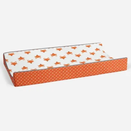 Bacati - Playful Fox Quilted Changing Pad Cover -Orange Arrows in Gussett image {2}
