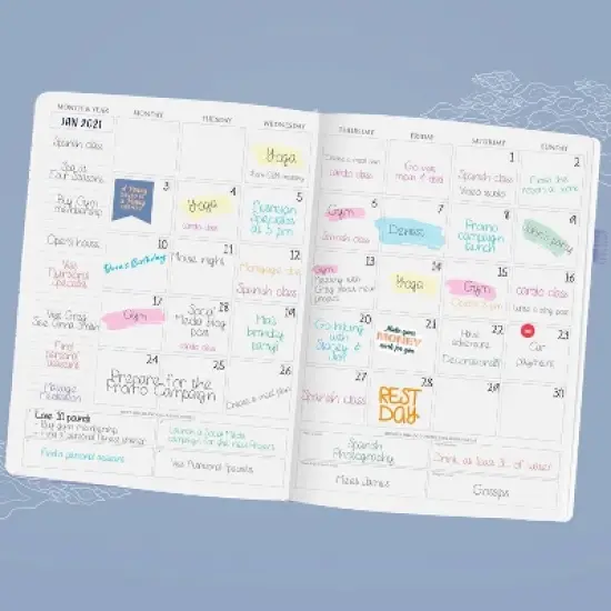 Undated PRO Schedule Planner Weekly/Monthly 8.5"x11" Periwinkle - Legend Planner image {3}