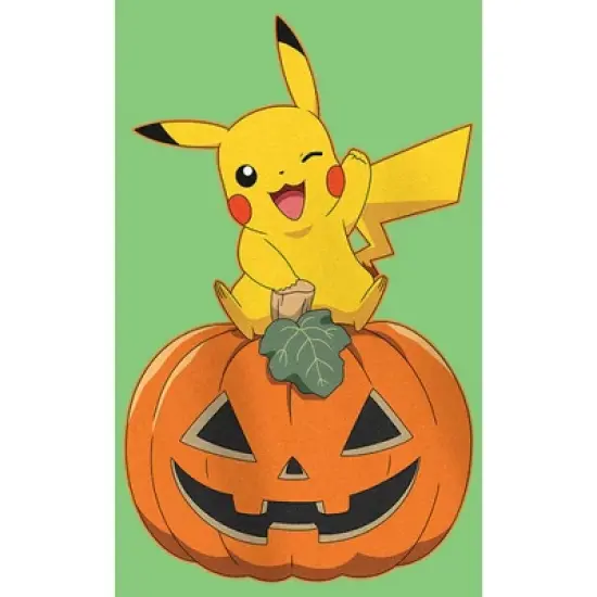 Girl's Pokemon Halloween Pikachu Jack-O'-Lantern T-Shirt image {1}