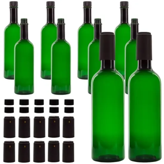 Cornucopia Brands Plastic Wine Bottles, 10pk; Bordeaux-Style Wine Bottles w/ Screw Caps and Seals image {9}