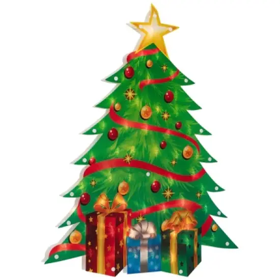 Northlight 22.5" Lighted Christmas Tree with Presents Window Silhouette image {3}