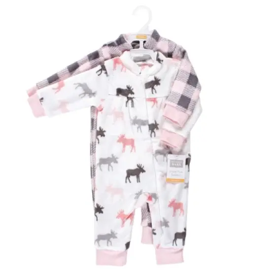 Hudson Baby Toddler Girls Plush Jumpsuits, Pink Moose image {1}
