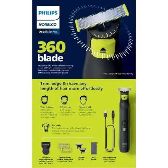 Philips Norelco OneBlade 360 Pro Face & Body Trimmer image {2}