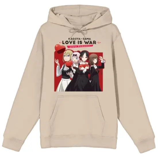 Kaguya-Sama Love Is War Ultra Romantic Group Shot Long Sleeve Natural Adult Hooded Sweatshirt image {3}