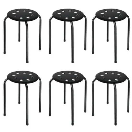 Costway Set of 6 Portable Plastic Stack Stools Backless Classroom Seating image {4}