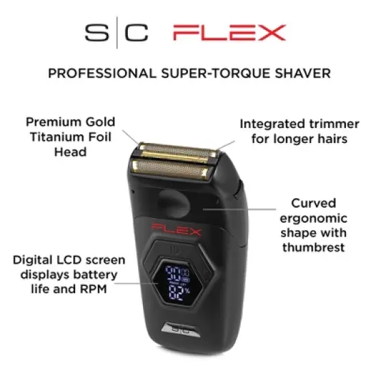 StyleCraft Flex Foil Shaver Professional Super-Torque Motor, Digital LCD Display, Micro-Trimmer Blade image {3}