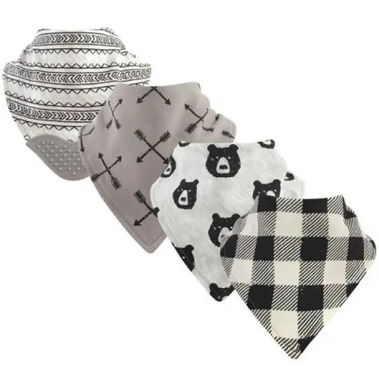 Yoga Sprout Baby Boy Cotton Bandana Bibs 4pk, Bear Hugs, One Size image {1}