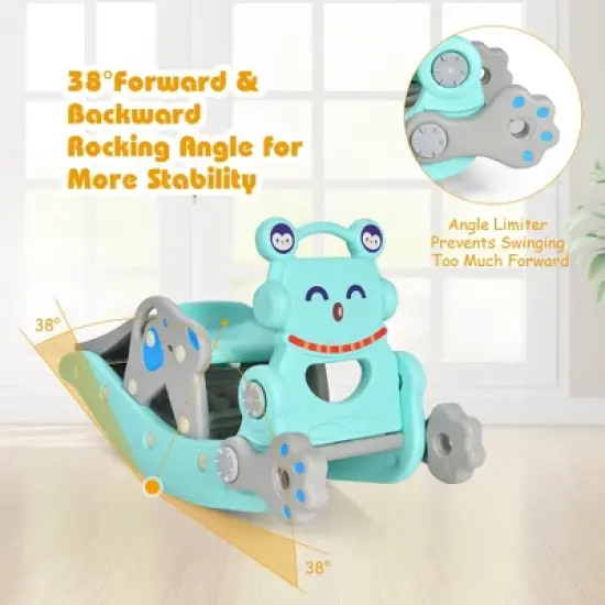 Babyjoy 4-in-1 Rocking Horse & Slide Set Toddler Slide Toy w/ Basketball Hoop image {8}