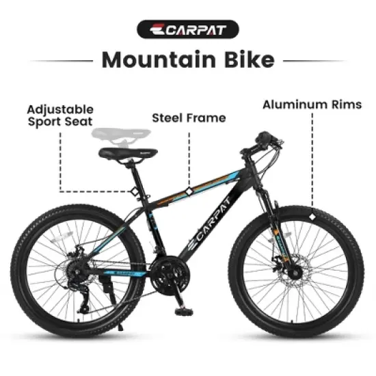 RISOKEYS 26 Inch Suspension Mountain Bike,21 Speeds with Mechanical Disc Brakes, High-Carbon Steel Frame,for Trail Commuter City, image {3}